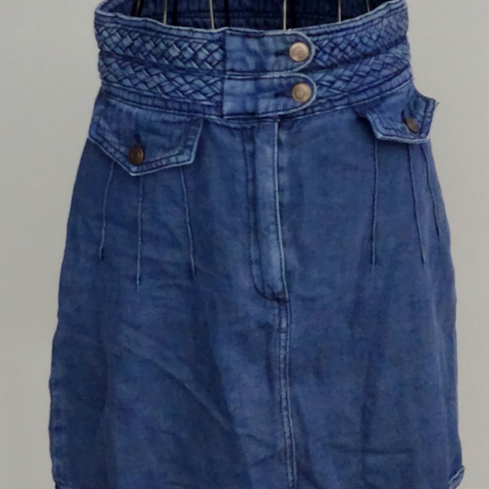Free People braided denim skirt